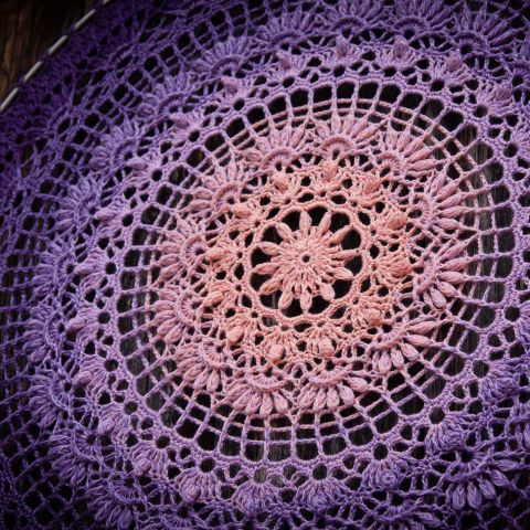 Háčkovaná mandala Helios